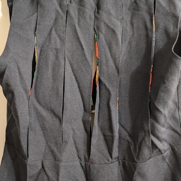 Unique black vest with slit back panel Patricia Forgeal one size - Picture 8 of 9